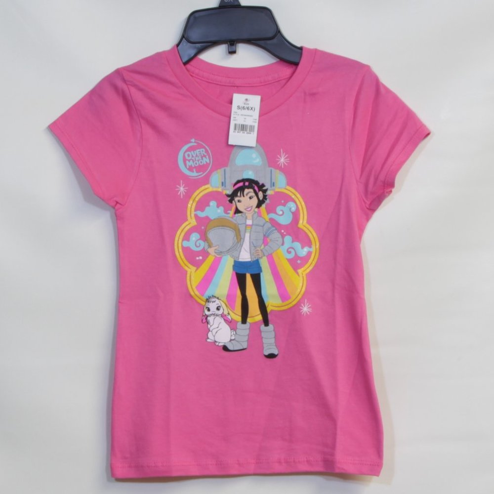 Over The Moon Fei Fei& her Bunny Girls Short Sleeve Pink Graphic T-shirt NWT